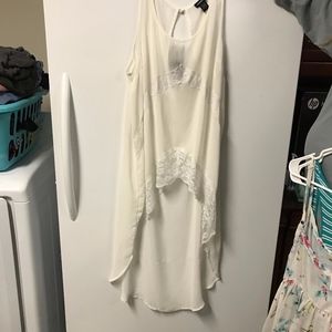 Hi low lace inset tank shirt